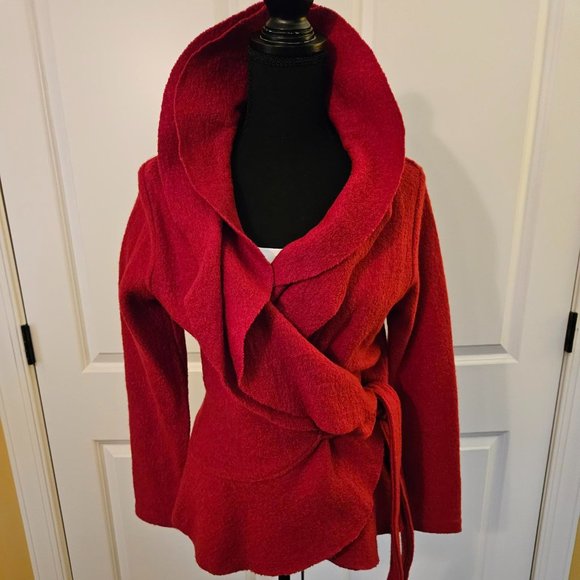 Willi Smith Jackets & Blazers - Willi Smith Red Wrap Boiled Wool Jacket